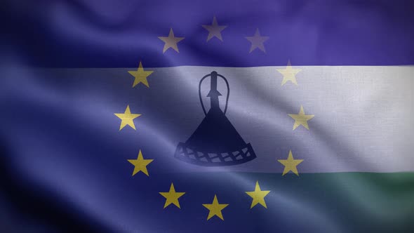 EU Lesotho Flag Loop Background 4K
