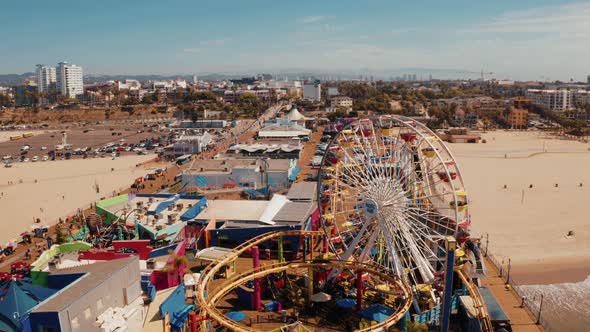 Aerial View of the Santa Monica Pier in Santa Monica LA California alt