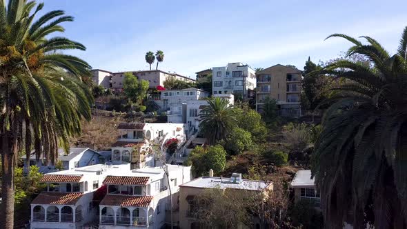 Los Angeles Neighborhood On A Hill Aerial Echo Park
