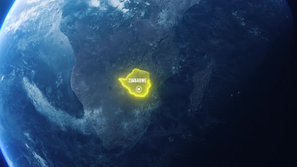 Earh Zoom In Space To Zimbabwe Country Alpha Output