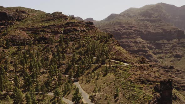 Zigzag Roads in the Gran Canaria Valley, Spain