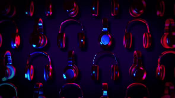 Dark Neon Red And Blue Aesthetic Gaming Headphone Background Pattern Animation alt