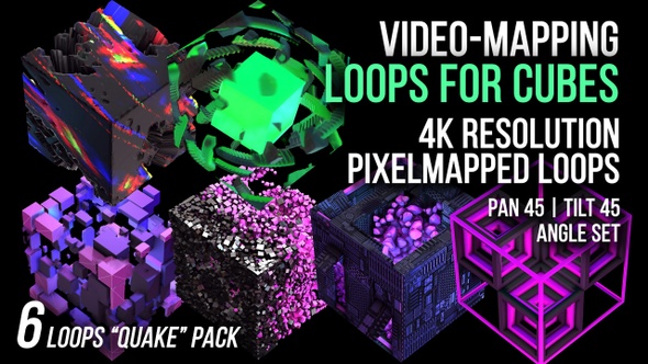 3D Video Mapping Loops for Cubes | Quake Pack | 6 Loops | 4K Resolution | Projection Mapping