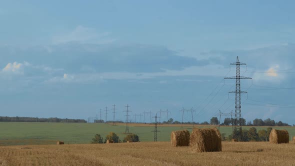 Timelapse of Rural Landscape with Running Clouds