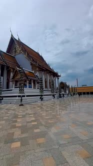Wat Suthat Thepwararam Ratchaworahawihan the Royal Temple in Capital City Bangkok Thailand alt