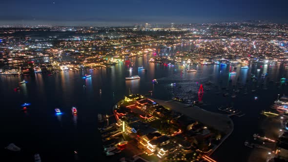 Christmas Boat Festival in Newport Beach Colorful Illuminated Boats Fast Moving alt