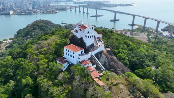 Stunning landscape of tropical scenery at coast city of Vitoria capital city of Espirito Santo Brazi alt