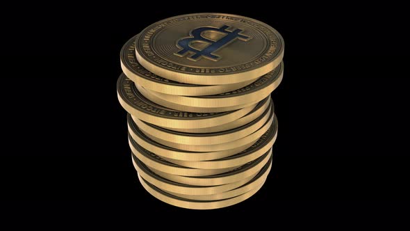 4k animated bitcoin coin. Abstract background. 3d rendering