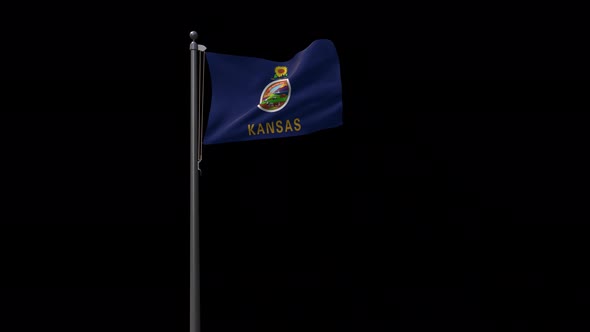 Kansas State Flag  4K  Footage With Alpha alt