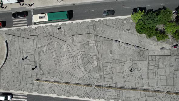 Aerial view Toural square landmark with São Pedro Church, Guimaraes alt