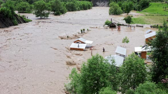 Aerial View of a Flood and Flooded Houses alt