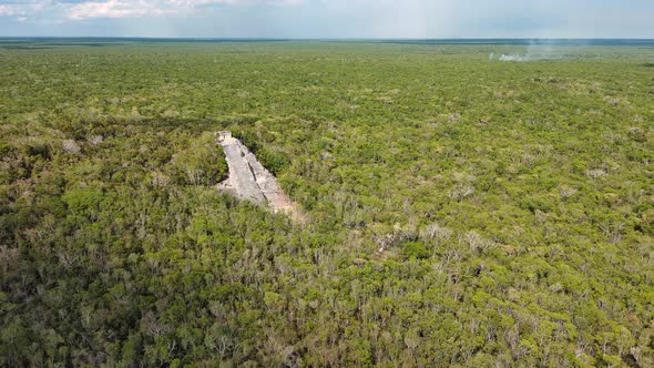 Coba Maya Ruins Aerial Drone Fly Above Top Notch View Yucatan Peninsula Mexico Quintana Roo alt