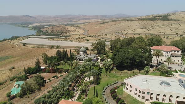 Aerial view of Mount of Beatitudes  alt