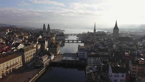 Aerial view of Zurich, Switzerland  alt