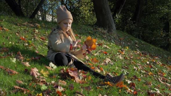 Young Girl Autumn Leaves