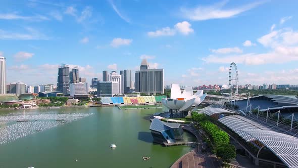 Aerial View of Marina Bay Sands Complex and Art Science Museum. Singapore