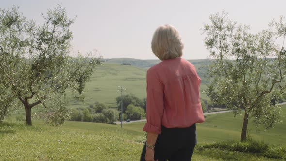 Senior woman looking at landscape