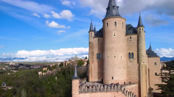 Aerial View of Segovia Alcazar Famous Landmark in Segovia Spain alt