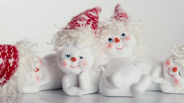 Christmas Toys Stand On The White