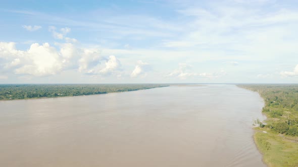 Drone shot of Amazon River in Amazonia Peru 4K