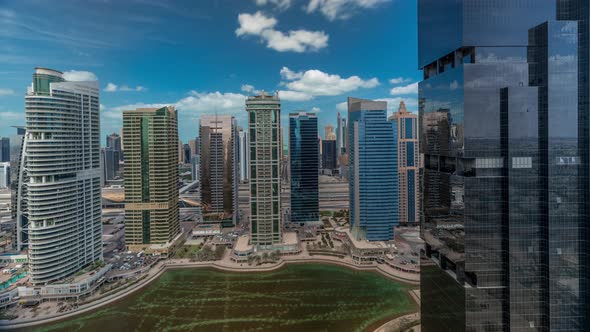 Residential Apartments and Offices in Jumeirah Lake Towers District Timelapse in Dubai alt