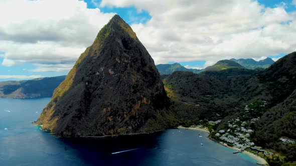 St Lucia Caribbean Huge Pitons Drone View at Saint Lucia Sugar Beach St Lucia Mountains alt