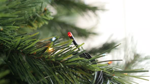 Shallow DOF  Christmas tree dot sparkles sequence 3840X2160 UltraHD footage - Colorful lights in a r alt