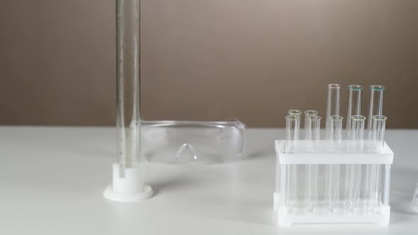 Laboratory equipment on the scientist's desktop. isolation alt