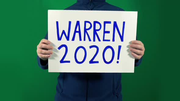 Elizabeth Warren 2020 Sign Held Up With Alpha Matte alt