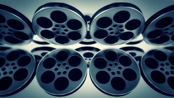 Endless animation of roll film rolling horizontally. Top view. Loopable. HD alt