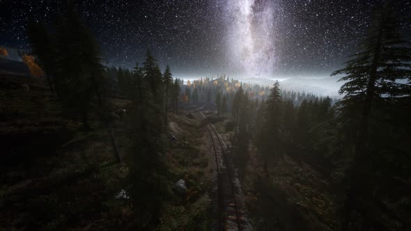 The Milky Way Above the Railway and Forest alt