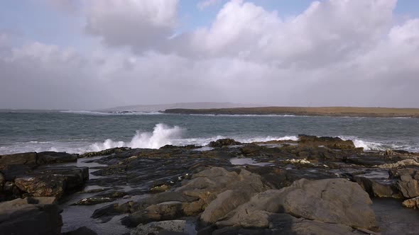 Crashing Ocean Waves in Portnoo During Storm Ciara in County Donegal - Ireland alt