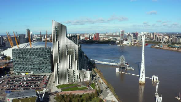 Aerial Bird's Eye View of the Iconic O2 Arena Near Isle of Dogs alt