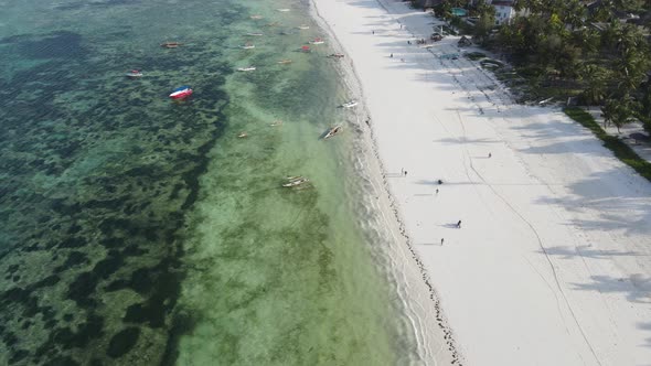 Zanzibar Tanzania  Aerial View of the Ocean Near the Shore of the Island Slow Motion alt