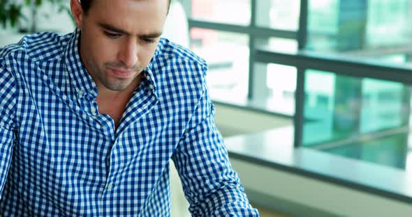 Male executive working at his desk alt