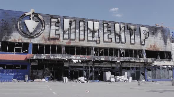 Destroyed Shopping Center in Bucha Ukraine During the War alt