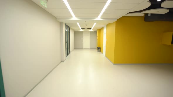 Empty Hall or Corridor with Yellow Walls