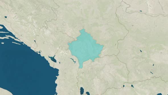 Zoom in to the Map of Kosovo with Text Textless and with Flag alt