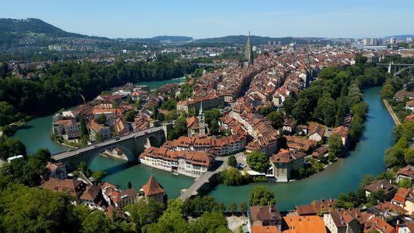 Flight Over the Historic City of Bern in Switzerland, Stock Footage