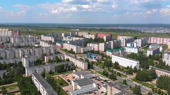 Aerial View of Novocheboksarsk City in Chuvashia Republic, Russia alt