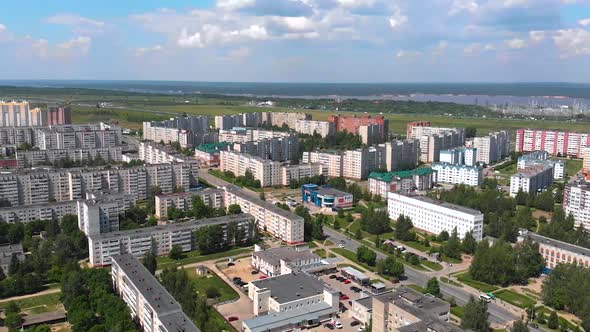 Aerial View of Novocheboksarsk City in Chuvashia Republic, Russia