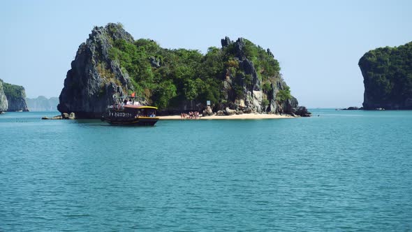 View Of Travel At Tourist Boat On HaLong Bay alt
