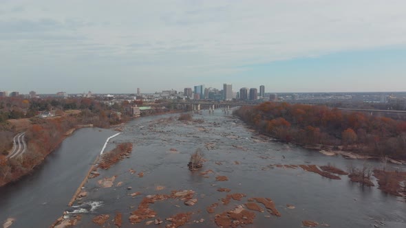 The James River and its approach to Richmond's skyline alt