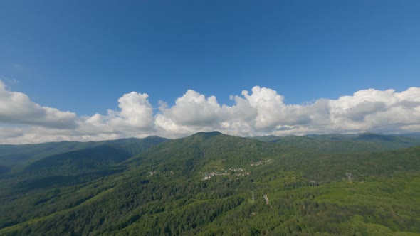 Aerial Shot Fpv Sport Drone Takeoff Flying High to the Clouds alt