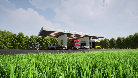 H2 Station in Modern 3d Style Green Clean Renewable Energy Ecological Future Sustainable Energy alt