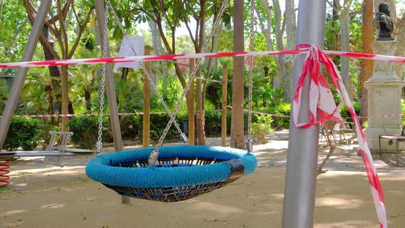 Closed Empty Playground Due To Quarantine COVID-19 Coronavirus in Italy alt