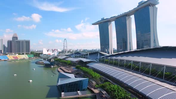 Aerial View of Marina Bay Sands Complex and Art Science Museum. Singapore.