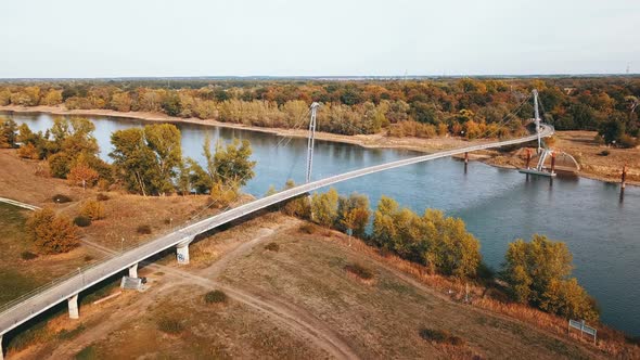 A Longest ChannelBridge Extending Over River Elbe In Magdeburg Germany  Aerial Drone Shot alt