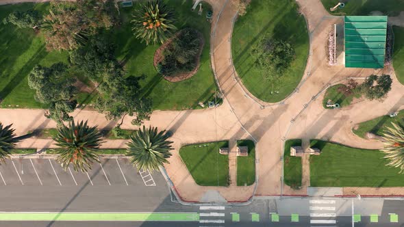  Overhead View on Nice Green Empty Palisades Park in Santa Monica, Los Angeles alt