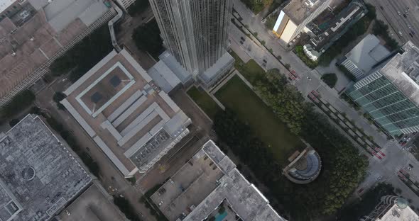 Birds eye view of The Williams tower and surrounding area in the Galleria mall area in Houston, Texa alt